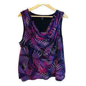Apt 9 Purple Tropical Sleeveless Blouse Top Plus Size 1X Scoop Neck